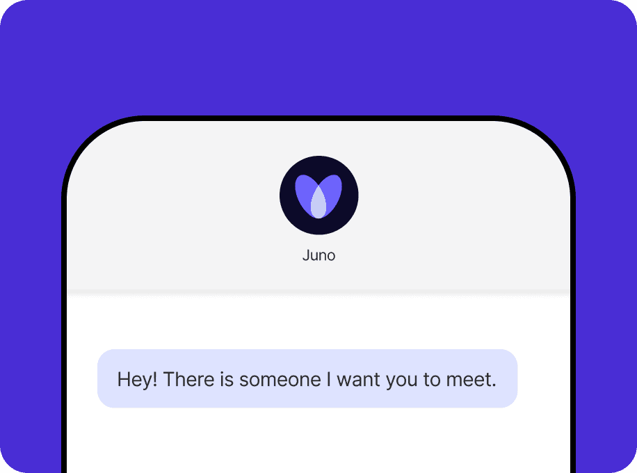 SMS notification from Juno about a new match introduction